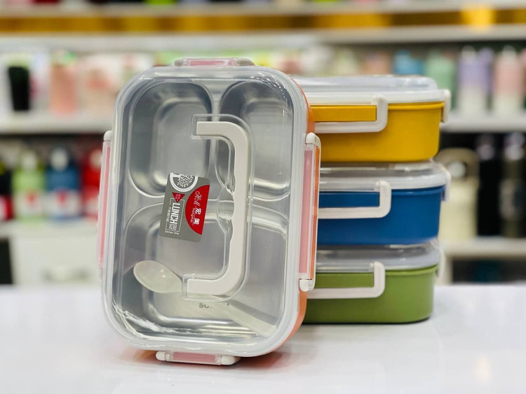 ظرف غذا استیل بزرگ دو قسمتی