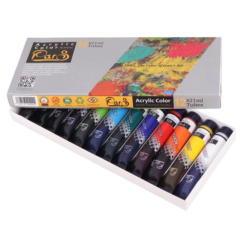 رنگ اکریلیک 21 میل 12 رنگ پارس