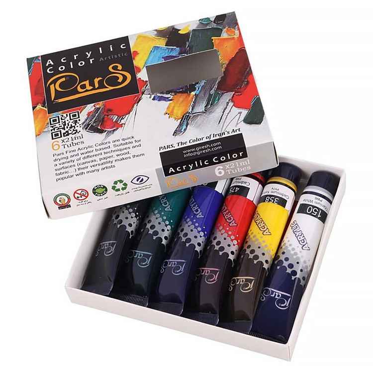 رنگ اکریلیک 21 میل 6 رنگ پارس
