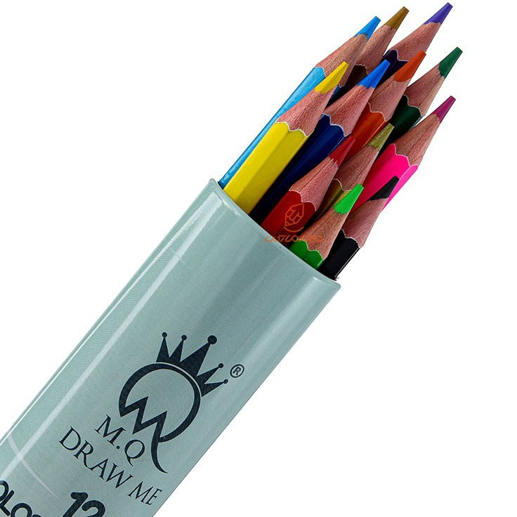 مداد رنگی 12 رنگ فلزی استوانه ای ام کیو