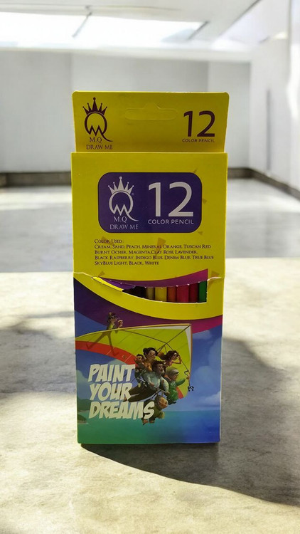 مداد رنگی 12 رنگ مقوایی ام کیو