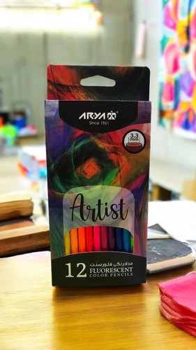 مداد رنگی 12 رنگ آرتیست- فلورسنت آریا