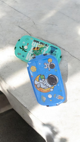 ظرف غذا استیل کتابی کودک حجم 700میل آبی