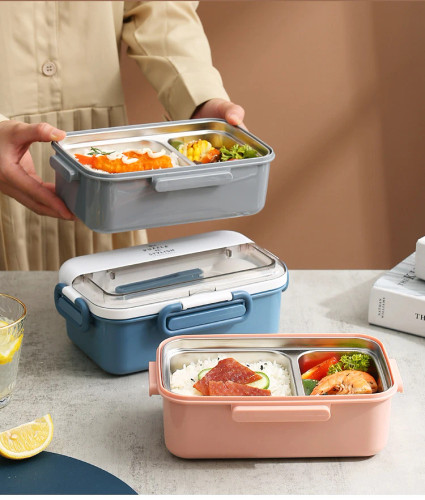 ظرف غذا و لانچ باکس کلاسیک استیل دو بخشی