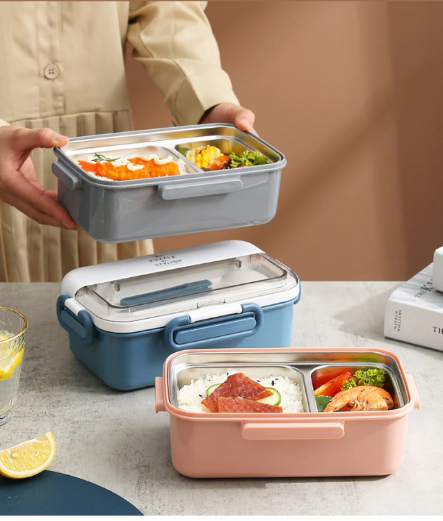 ظرف غذا و لانچ باکس کلاسیک استیل دو بخشی