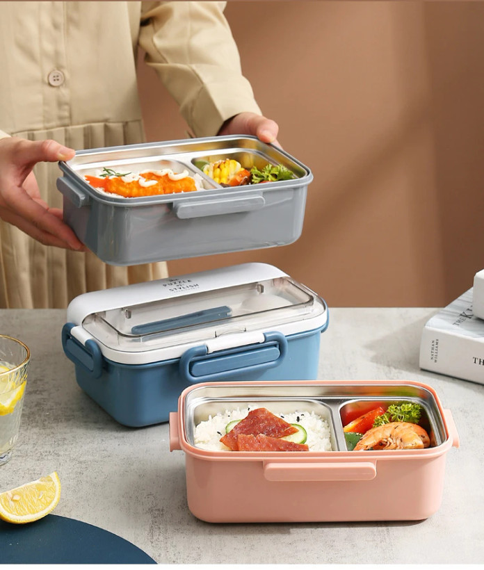 ظرف غذا و لانچ باکس کلاسیک استیل دو بخشی