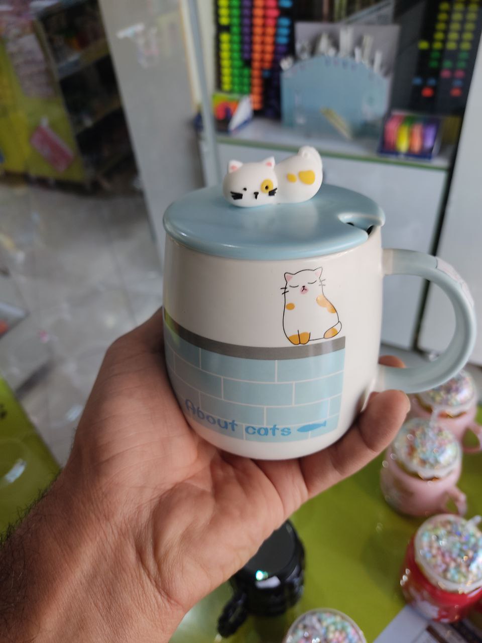 ماگ سرامیکی طرح گربه آجری